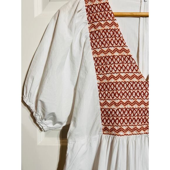 Madewell Embroidered Poplin V-Neck Mini Dress, Women's Size Small - Picture 6 of 11